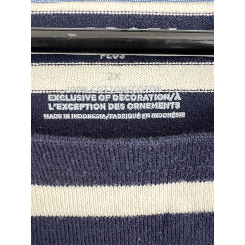 Talbots Womens Multicolor Striped Boatneck Cotton Top Size 2X NWT - Picture 9 of 9